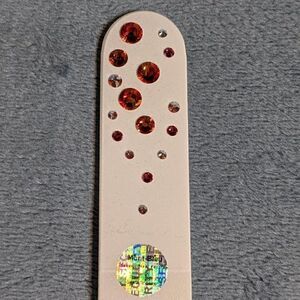 🆕 7.5" White Czech Crystal Nail File W/BEAUTIFUL PINK & ORANGE SWARO…